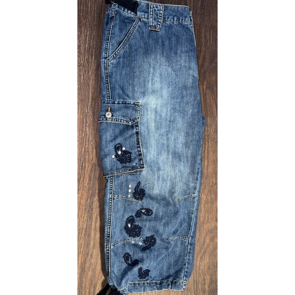 Faded Glory Denim - Vintage Y2K Faded Glory Womens Baggy Cargo Capri Blue Jean Embroidered Size 16W